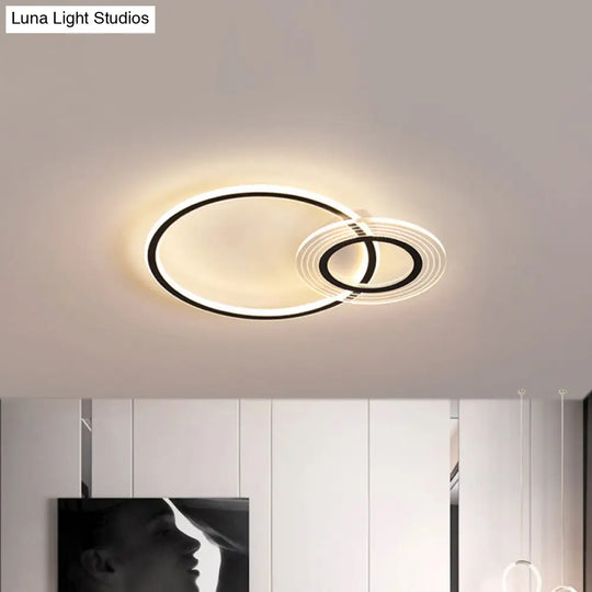 18.5/21.5 Modernist Metallic Led Bedroom Ceiling Flush Lamp - Black/Black-Gold Black / 18.5