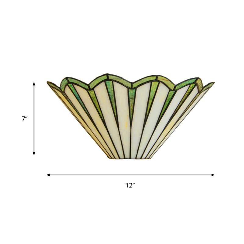 Green Glass Conical Sconce Light Simple Style Wall Lamp For Coffee Shops - 1