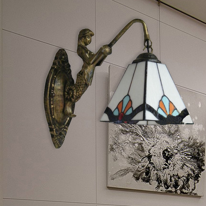 Tiffany Pyramid White Glass Wall Sconce Light For Corridor