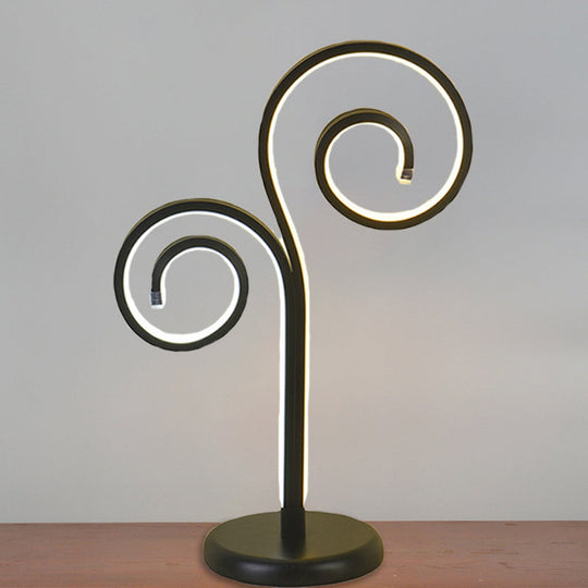 Contemporary Metallic Swirling Nightstand Lamp - Black/White/Gold Led Desk Light