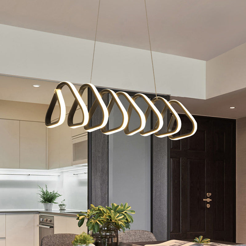 Minimalistic Metal Led Island Light Fixture In Black For Dining Room Ceilings / Triangle