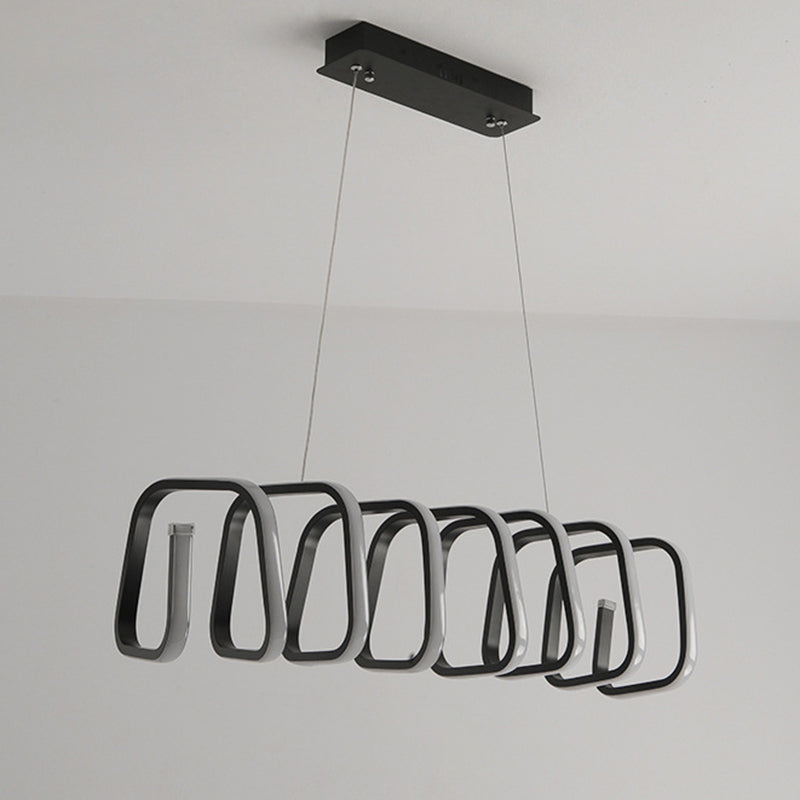 Minimalistic Metal Led Island Light Fixture In Black For Dining Room Ceilings