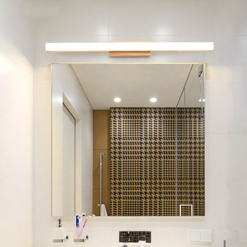 Minimalist Wood Linear Vanity Sconce Light - Beige Led Wall Fixture (16/23.5/31.5 Width) / 16