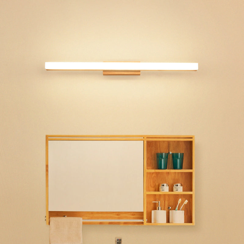 Minimalist Wood Linear Vanity Sconce Light - Beige Led Wall Fixture (16/23.5/31.5 Width)