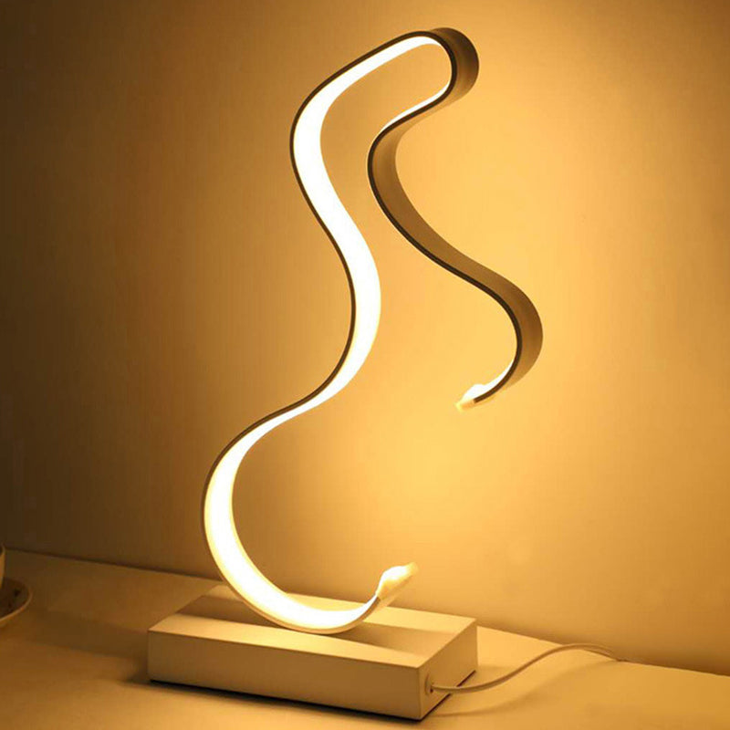 Streamlined Led Horse Profile Desk Lamp - Modern Metal Nightstand Light In Black/White/Gold White