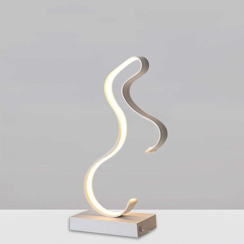 Streamlined Led Horse Profile Desk Lamp - Modern Metal Nightstand Light In Black/White/Gold