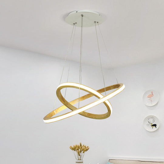 Minimalist Wood Rings Chandelier Pendant Light – Beige, LED, 21"/25" Width