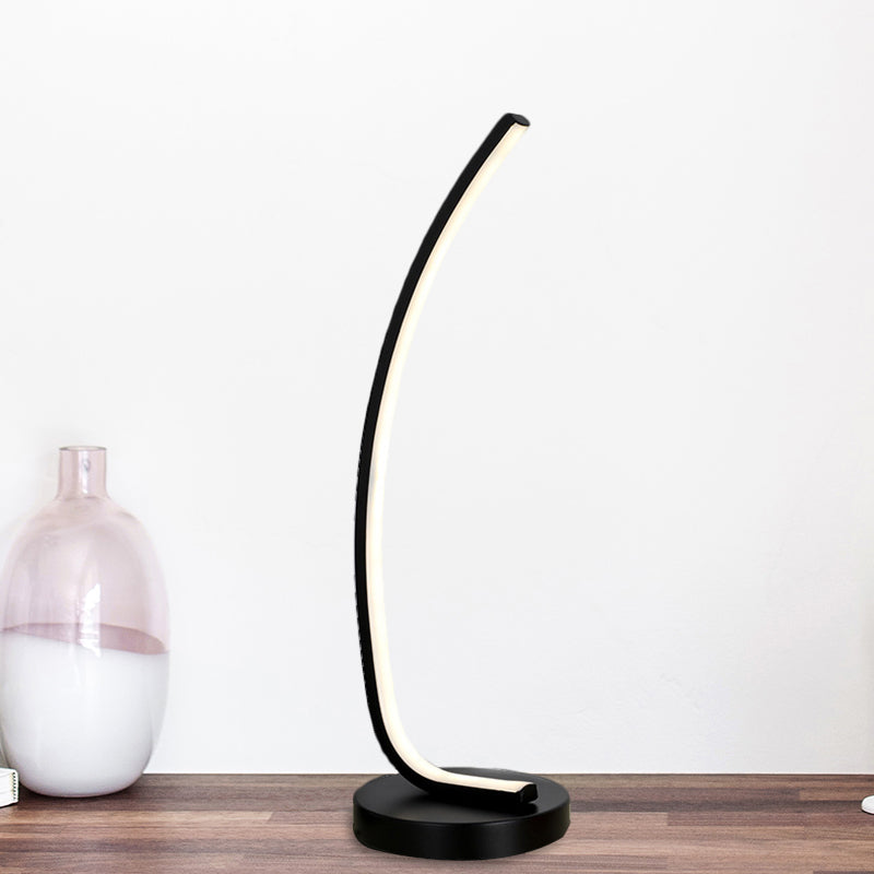 Modern Metallic Led Table Lamp In Black/White For Study Room