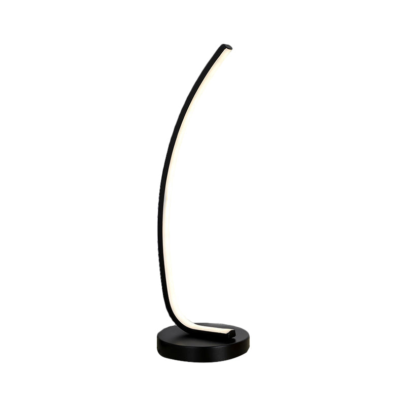 Modern Metallic Led Table Lamp In Black/White For Study Room