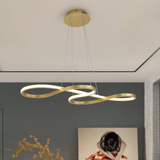 Twining Chandelier Lamp: Modern Black/White/Gold LED Pendant Light in Warm/White Glow