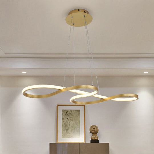 Black/White/Gold Metallic Chandelier Lamp With Led Pendant Lighting In Warm/White Light