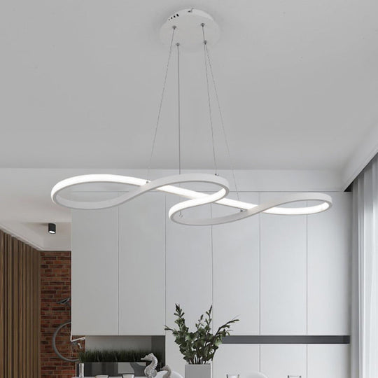 Black/White/Gold Metallic Chandelier Lamp With Led Pendant Lighting In Warm/White Light White / Warm