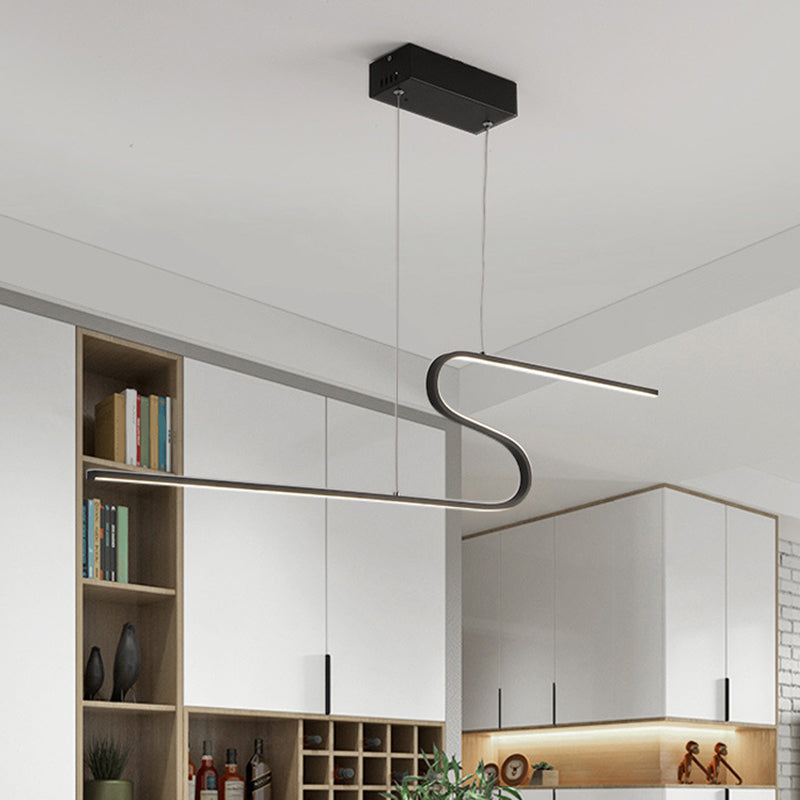 Z-Shaped Linear Island Light Metallic Pendant With Warm/White Led For Dining Room And Kitchen In
