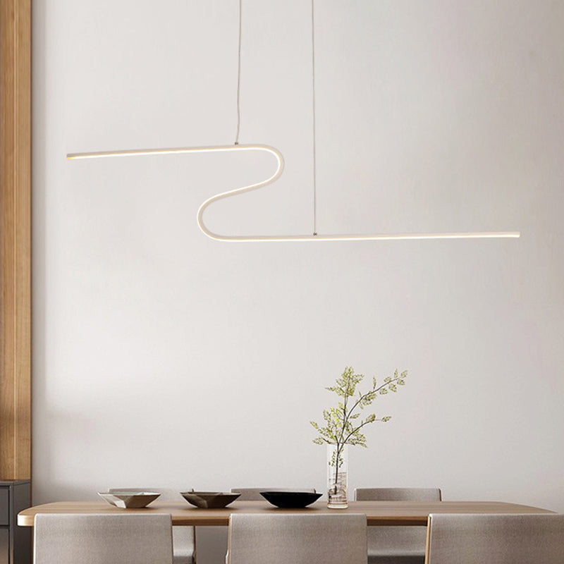 Z-Shaped Linear Island Light Metallic Pendant With Warm/White Led For Dining Room And Kitchen In