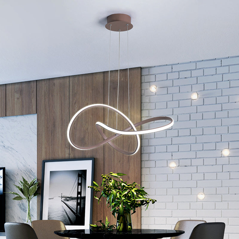 Contemporary Twine Metallic Ceiling Chandelier LED Pendant Lamp - 21"/25" Wide - Warm/White Light