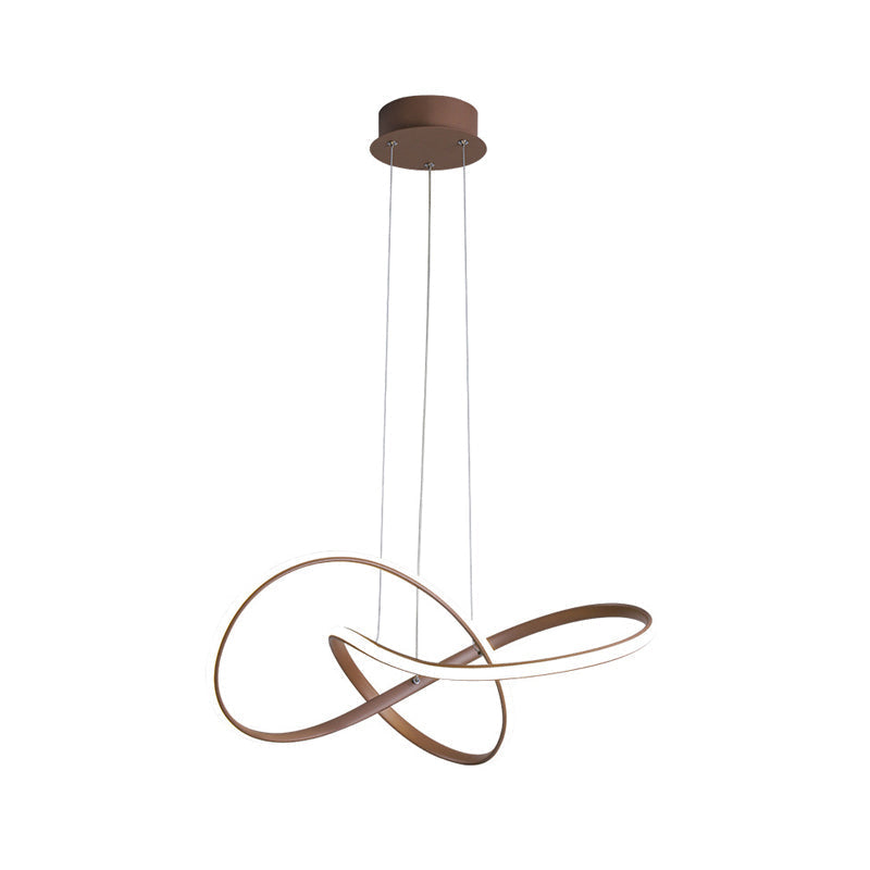 Contemporary Twine Metallic Ceiling Chandelier - Led Pendant Lamp 21/25 Wide Warm/White Light Brown