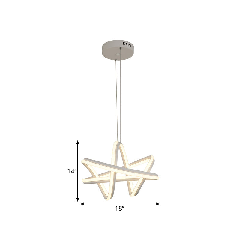 Twisted White Linear Hanging Lamp Kit: LED Metal Ceiling Chandelier with Warm/White Light