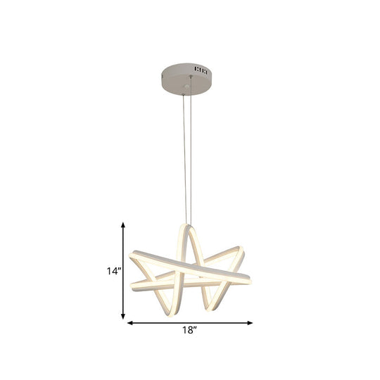 Twisted White Linear Hanging Lamp Kit: LED Metal Ceiling Chandelier with Warm/White Light