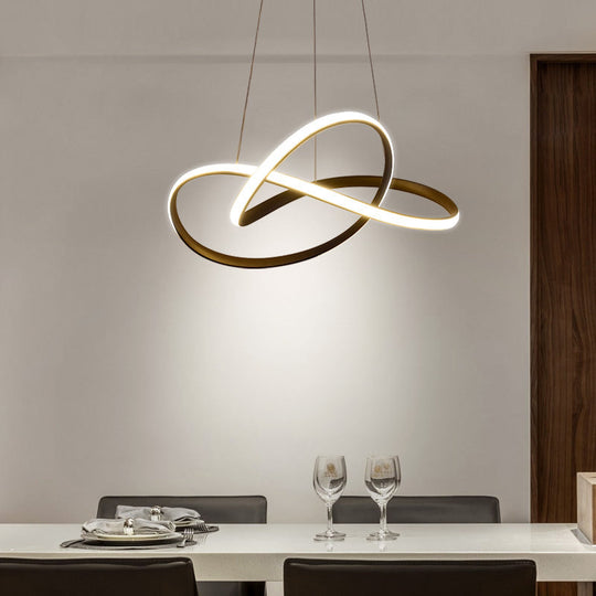 Contemporary Led Chandelier Black/White Ceiling Lamp With Metallic Shade In Warm/White Light Pendant