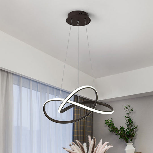 Contemporary Led Chandelier Black/White Ceiling Lamp With Metallic Shade In Warm/White Light Pendant