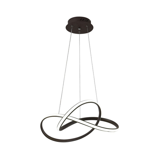 Contemporary LED Chandelier Black/White Ceiling Lamp with Metallic Shade in Warm/White Light
