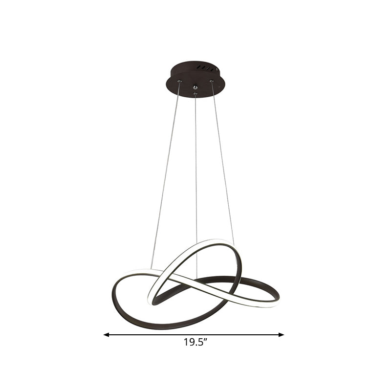 Modern Led Chandelier: Black/White Twine Hanging Ceiling Lamp Metallic Shade With Warm/White Light