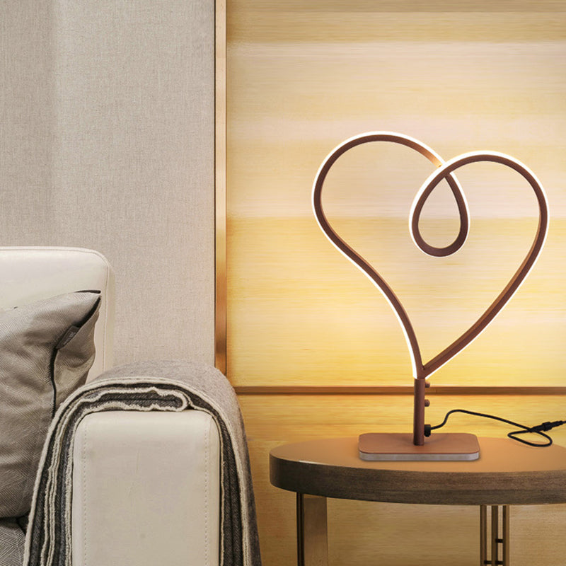 Led Nightlight Coffee Heart Reading Lamp With Metal Shade In Warm/White Light / Warm