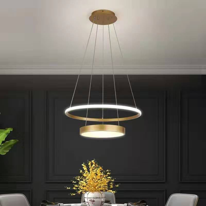 Gold 2-Tier Drop Led Chandelier With Warm/White Light / Warm