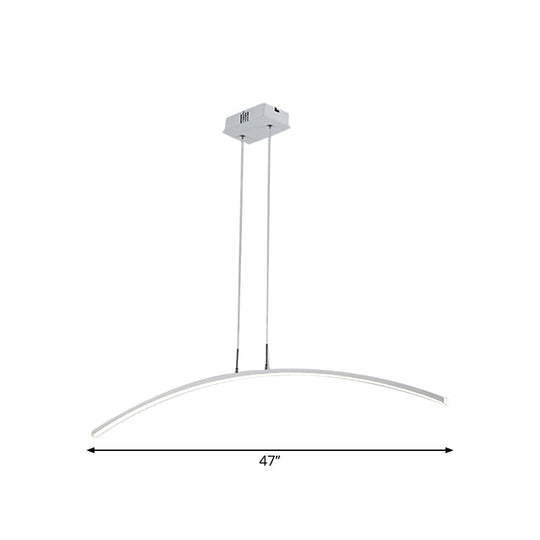 Curved Metallic Black/White Led Island Lamp For Warm/White Lighting