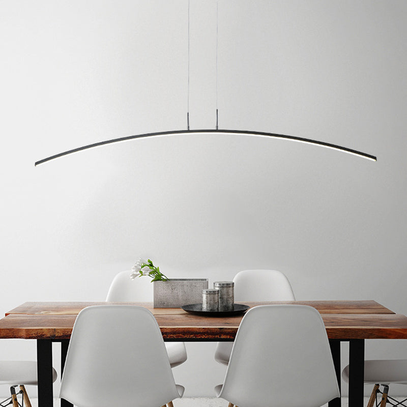 Curved Metallic Black/White Led Island Lamp For Warm/White Lighting Black / White