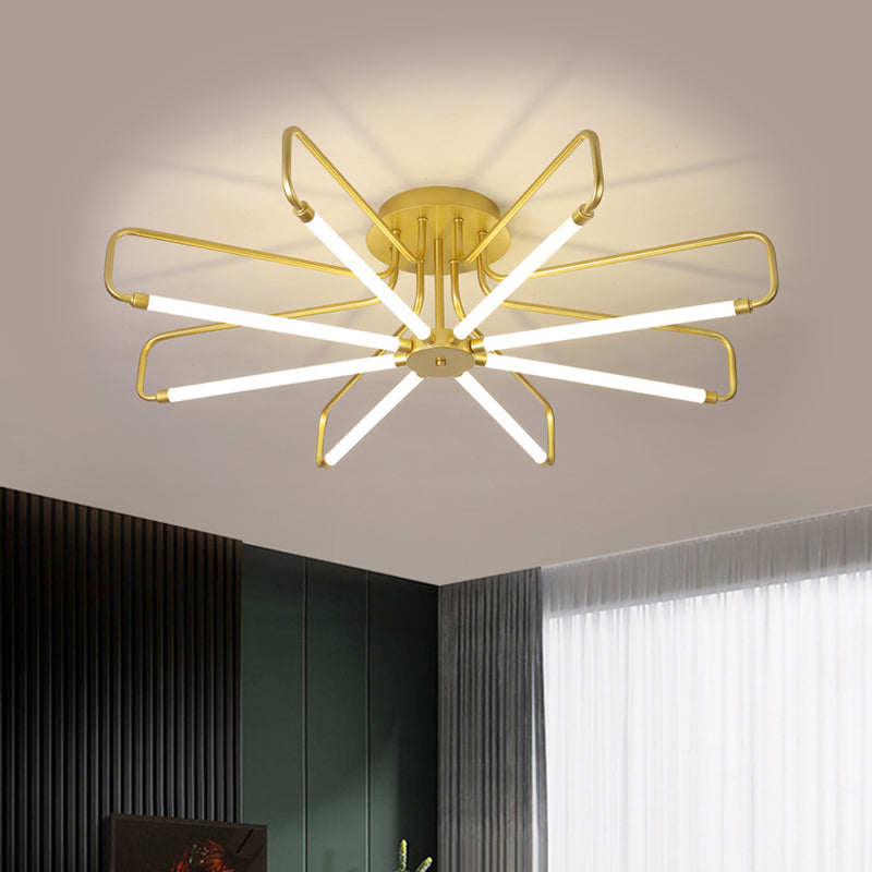 Modern Black/Gold Led Floral Frame Ceiling Lamp In Warm/White Light 24.5/39 Wide