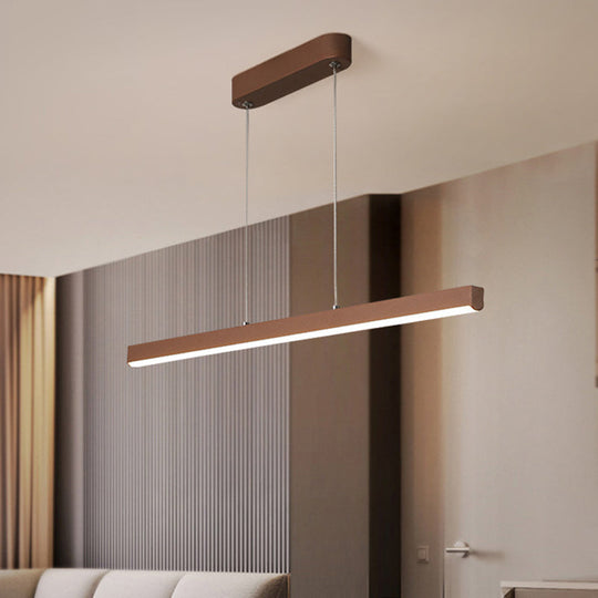 Modern Metal Island Led Pendant Lamp In Brown With Warm/White Light / White