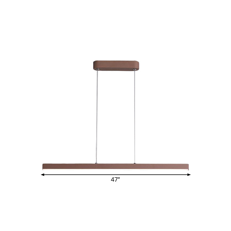 Modern Metal Island Led Pendant Lamp In Brown With Warm/White Light