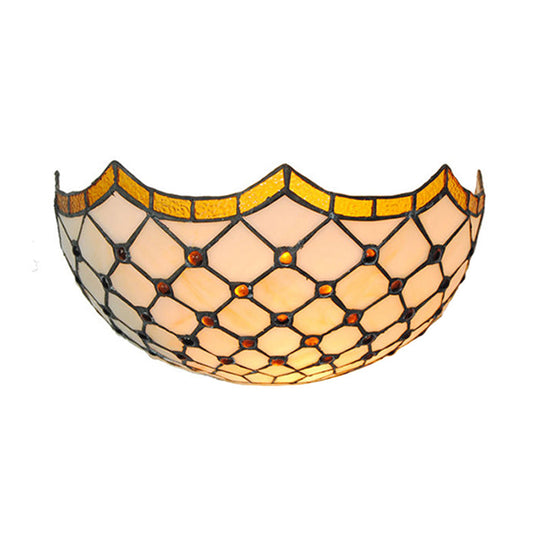 Traditional Bowl Wall Sconce Light With Jewelry Accents - 1 Bedroom Lighting