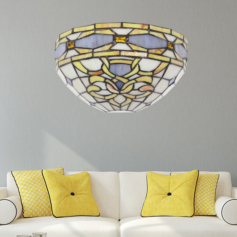 Baroque Stained Glass Wall Sconce - Purple And Yellow 1 Head Mount Light For Staircase Purple-Yellow