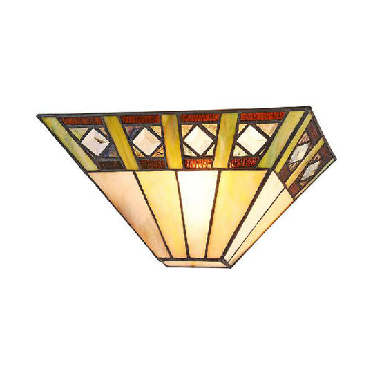 Stained Glass Wall Sconce With Trapezoid Shade - Perfect For Bedroom Lighting