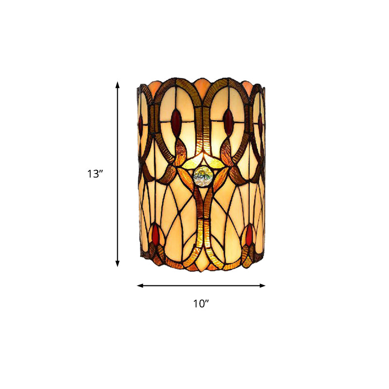 Victorian Style Stained Glass Wall Sconce 1-Light - Brown Perfect For Bedroom