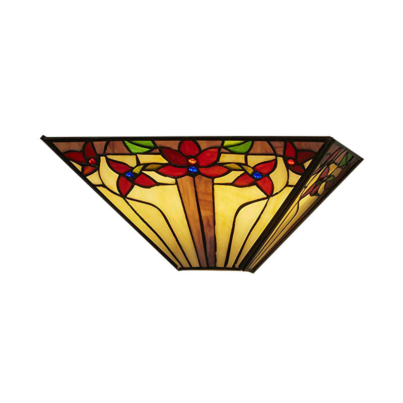Stained Glass Floral Wall Sconce: Mission Style 1-Light Mount For Dining Room