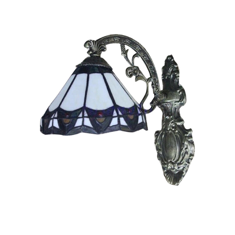 Stained Glass Cone Wall Mount Sconce Light - Tiffany Inspired Design For Bedroom