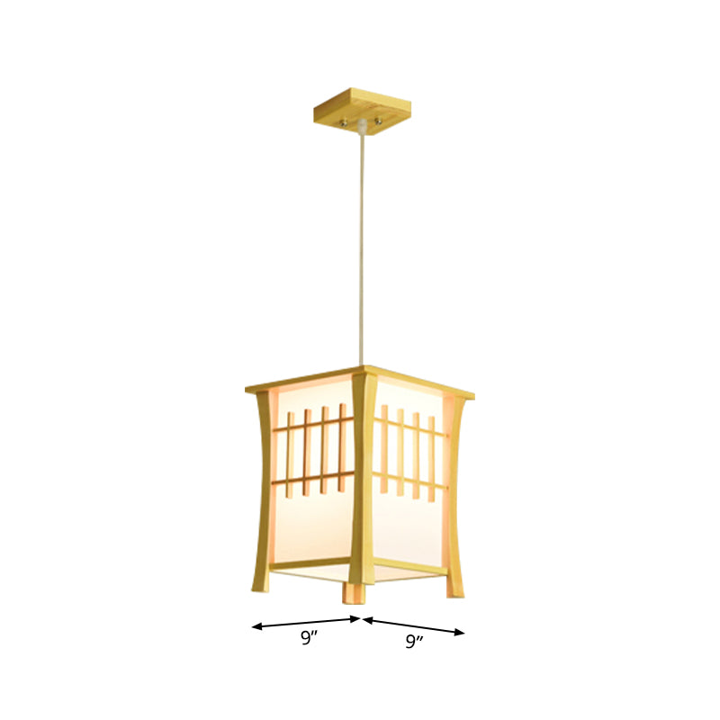 Japanese Style Tea Station Lodge Ceiling Pendant - 1 Light Beige Hanging With Wood And Paper