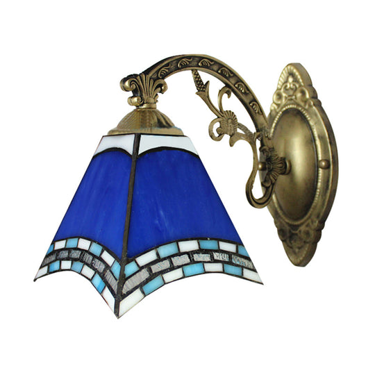 Blue Stained Glass Geometric Ceiling Pendant For Dining Room Décor
