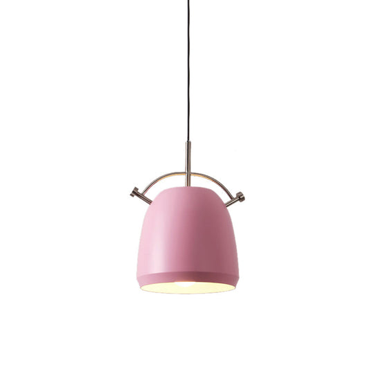 Macaron Style Metal Curved Shade Pendant Lamp For Restaurant And Cafe Pink