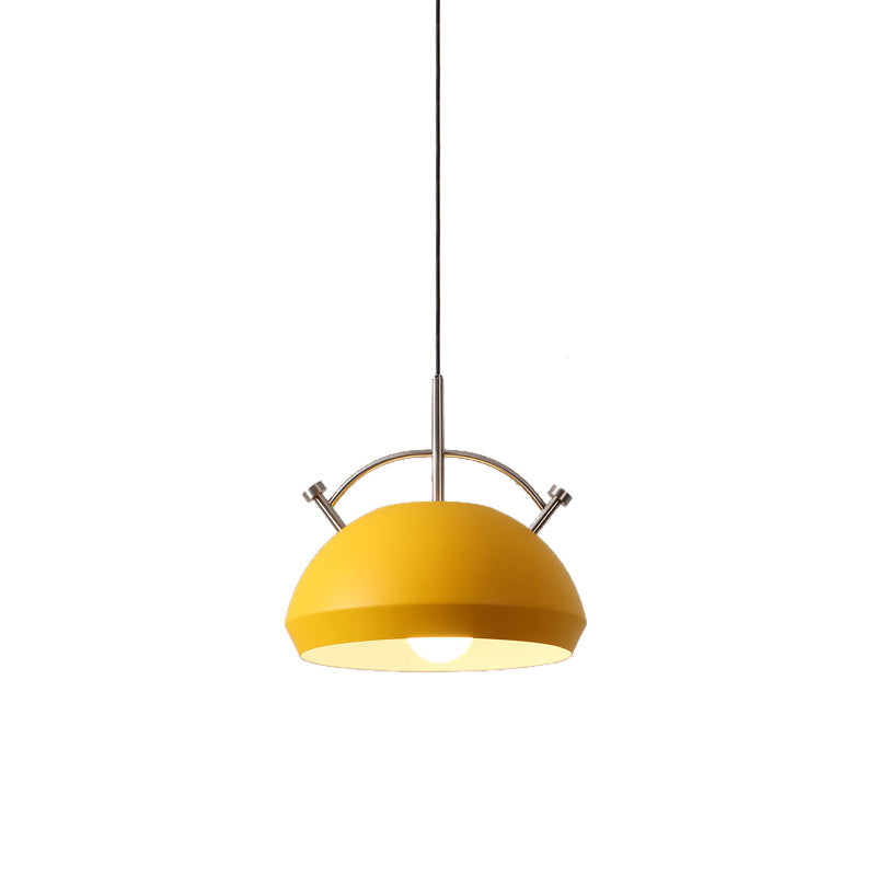 Macaron Style Metal Curved Shade Pendant Lamp For Restaurant And Cafe Yellow