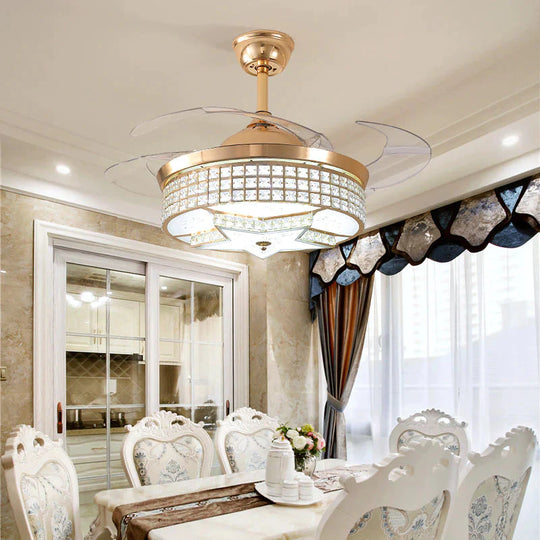 LED Modern Alloy Crystal Acrylic Ceiling Fan.LED Lamp.LED Light.Ceiling Lights.LED Ceiling Light.Ceiling Lamp For Foyer Bedroom