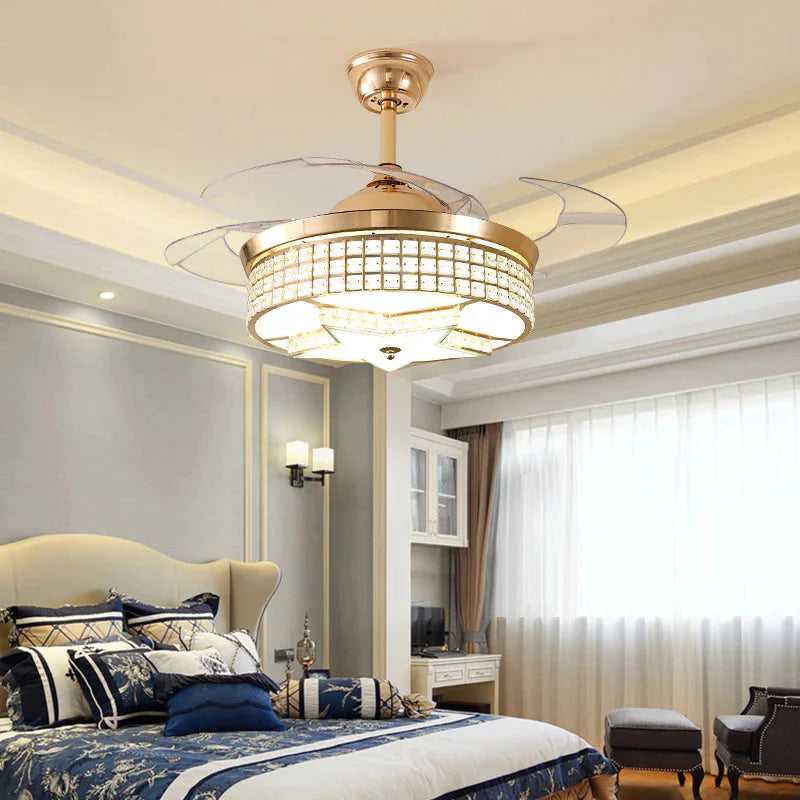 LED Modern Alloy Crystal Acrylic Ceiling Fan.LED Lamp.LED Light.Ceiling Lights.LED Ceiling Light.Ceiling Lamp For Foyer Bedroom