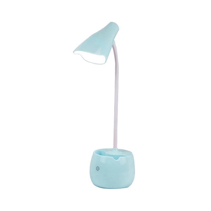 Flexible Gooseneck Led Desk Light With Pen Holder In Blue/Pink/White/Yellow Usb Charging Eye-Caring