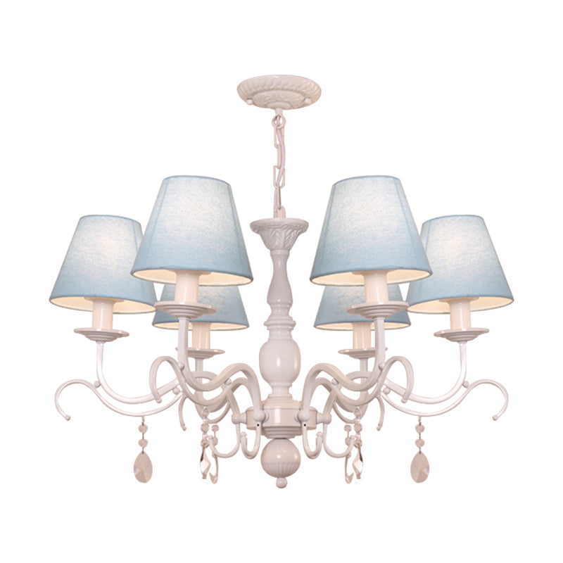 Modern Tapered Shade Baby Bedroom Chandelier With Crystal Accent - Metal Hanging Light