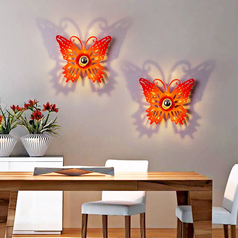 Modern Metal Wall Sconce - Cartoon Shape Ideal For Study Room Red / Butterfly