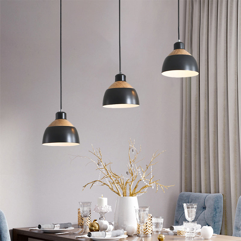 Sleek Metal Domed Suspension Light - Ideal for Meeting Rooms (3 Lights) - Macaron-inspired Hanging Design