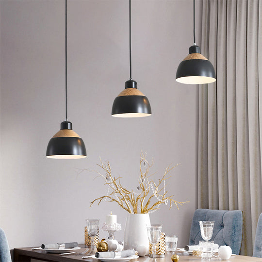 Macaron Metal Domed Hanging Light - 3 Lights Simple & Stylish Suspension Lighting For Meeting Rooms